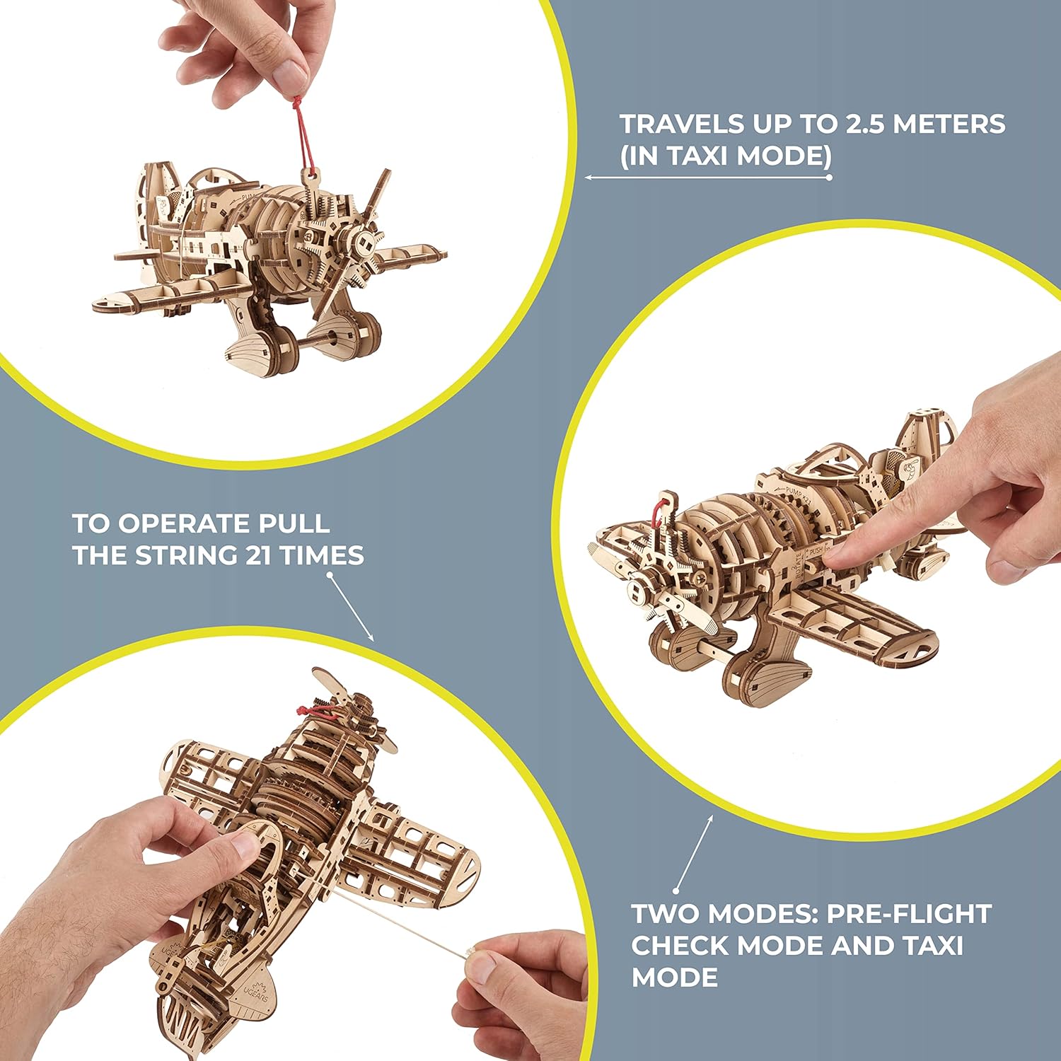 Thumbnail 2 de UGEARS Kit de Construction en Bois Puissant – Avion Frelon Fou (1930s)