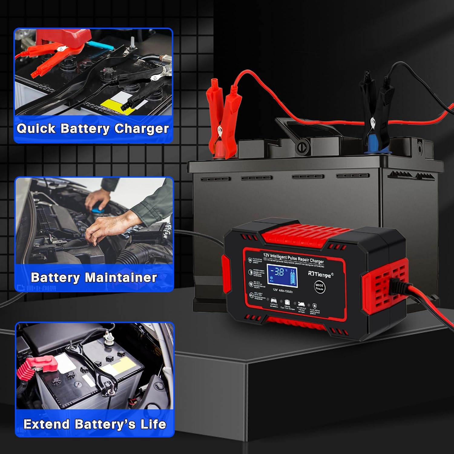 Detalle de I LITTON 12V 6 Amp Car Battery Charger with Pulse Repair and 4 Modes