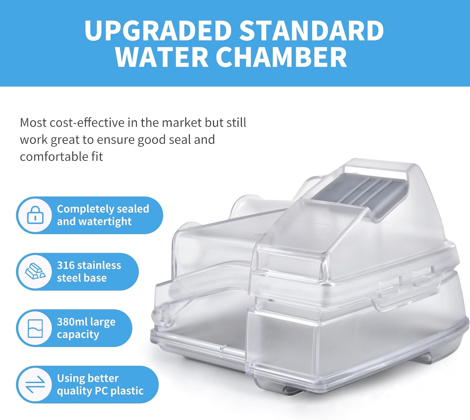 Detalle de ZYG Replacement Water Chamber for ResMed AirSense 10, 380 mL, with 10 Filters