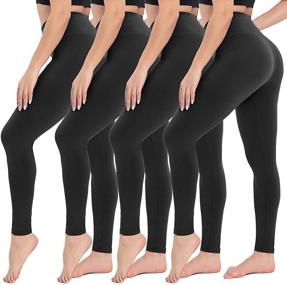 Detalle 2 de CAMPSNAIL 4-Pack High-Waisted Tummy Control Leggings for Women (Plus Size) — Yoga & Workout, Black