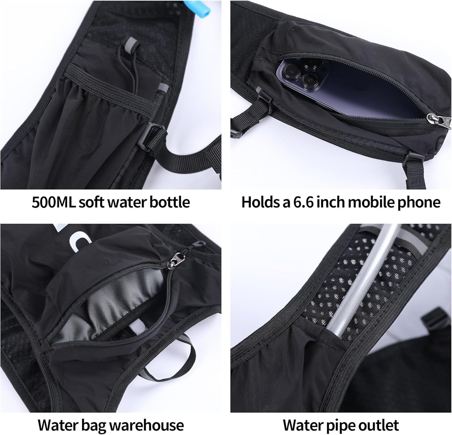 Thumbnail 3 de DNFUN Laufweste mit 1,5-L-Trinkflasche – verstellbare Trinkweste fürs Joggen & Outdoor-Sport