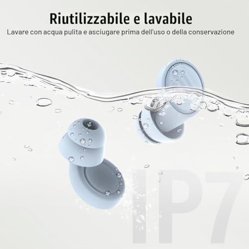 Thumbnail 5 de IDE11 Tappi per orecchie 35 dB – 7 paia in silicone riutilizzabili (XS/S/M/L) per dormire, viaggiare e relax