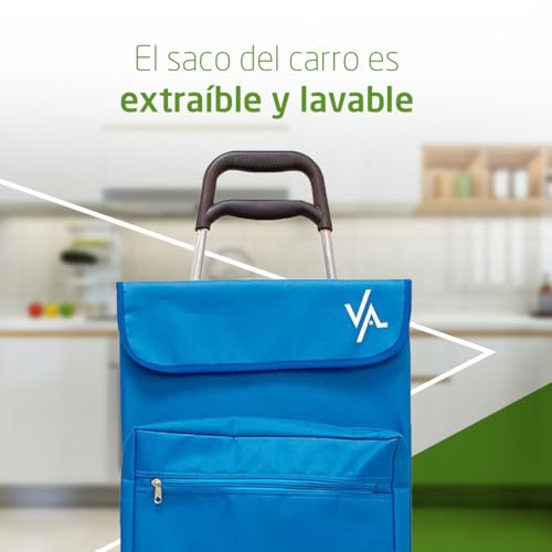 Detalle de Amig Carro de la Compra de 4 Ruedas con Bolsillo Térmico – Capacidad 48 L y 15 kg