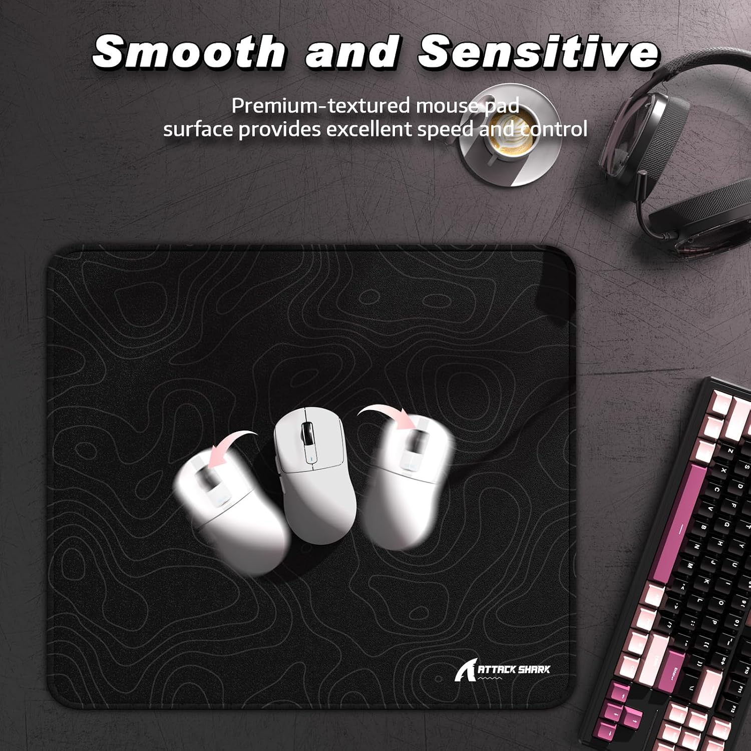Detalle de ATTACK SHARK CM02 gaming mouse mat 450x400