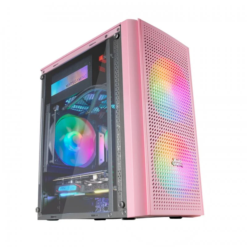 Detalle de Mars Gaming MC300 FRGB USB 3.0 Rosa: caja compacta para setups gaming con estilo