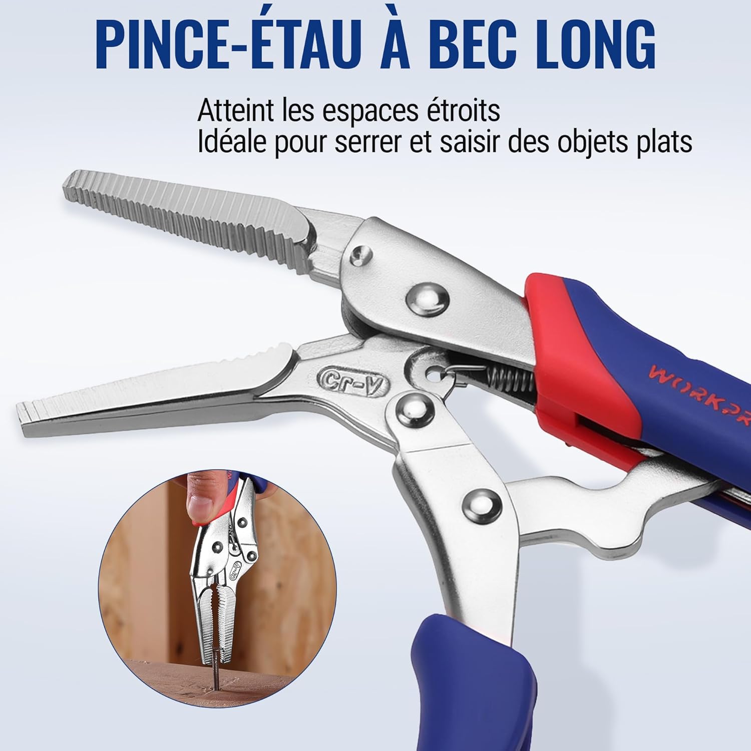 Detalle 1 de WORKPRO Jeu de Pinces-étau Autobloquante avec Poignée Bi-matière – 3 Pièces