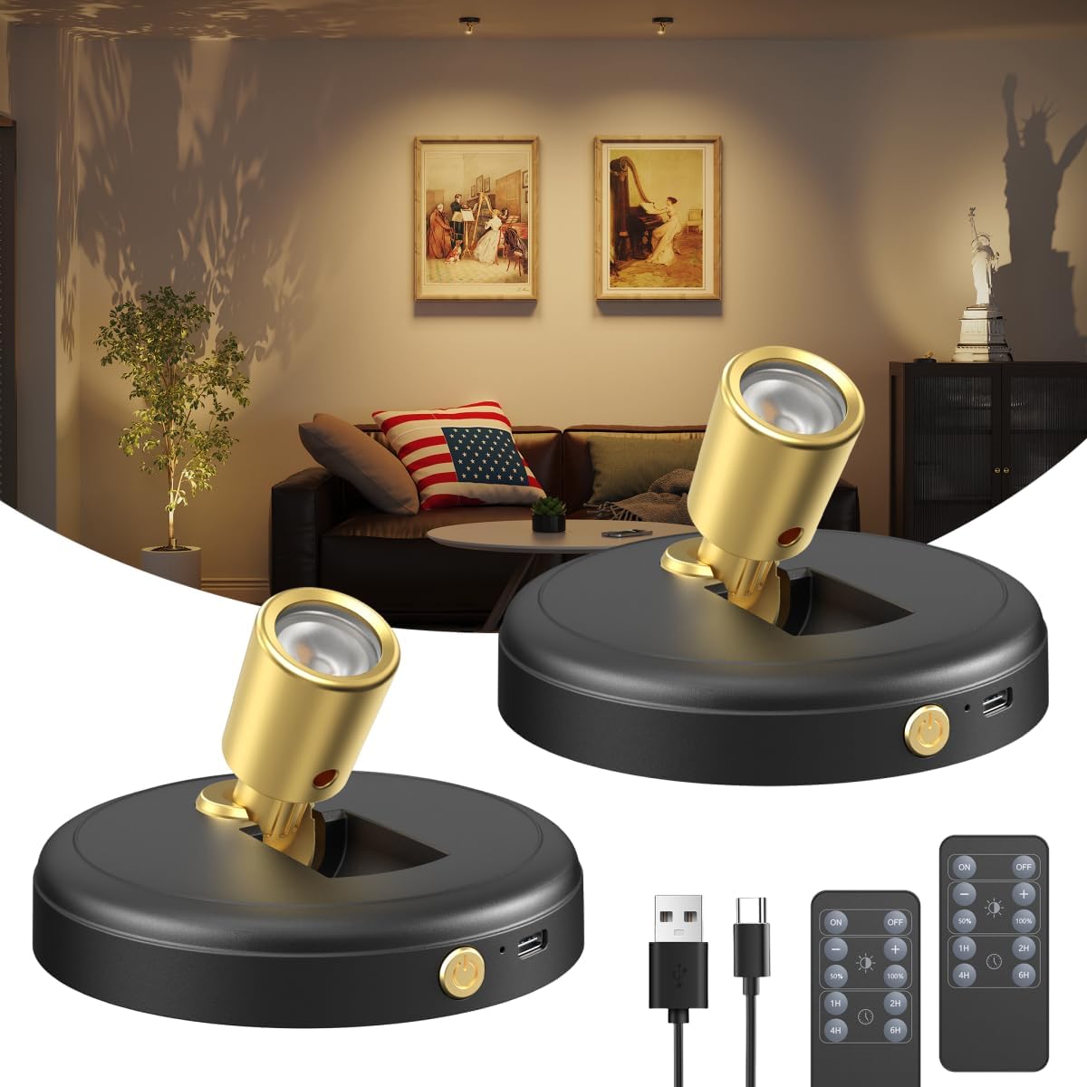 Detalle de Rechargeable LED Spotlights, 2-Pack