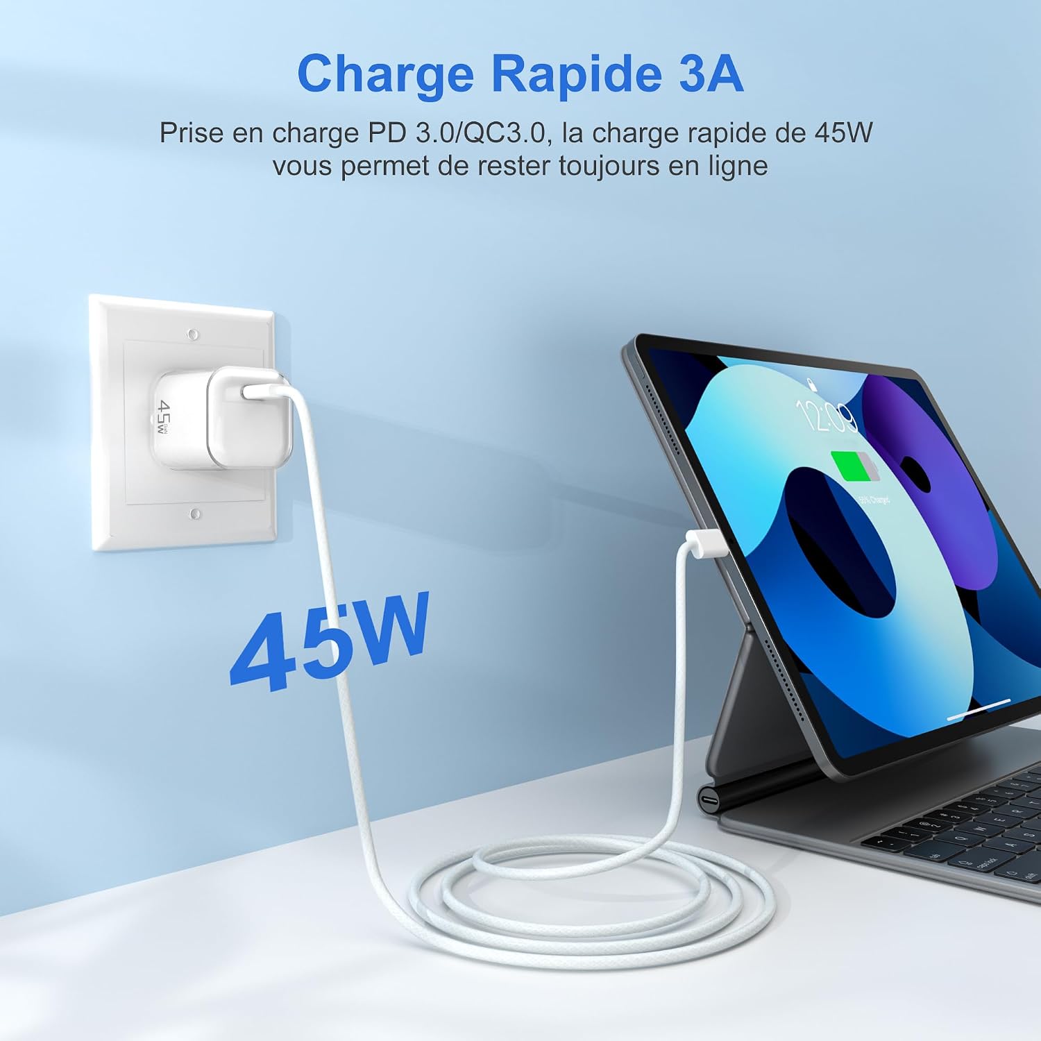 Detalle de YISH 45W Chargeur USB C Rapide 45W