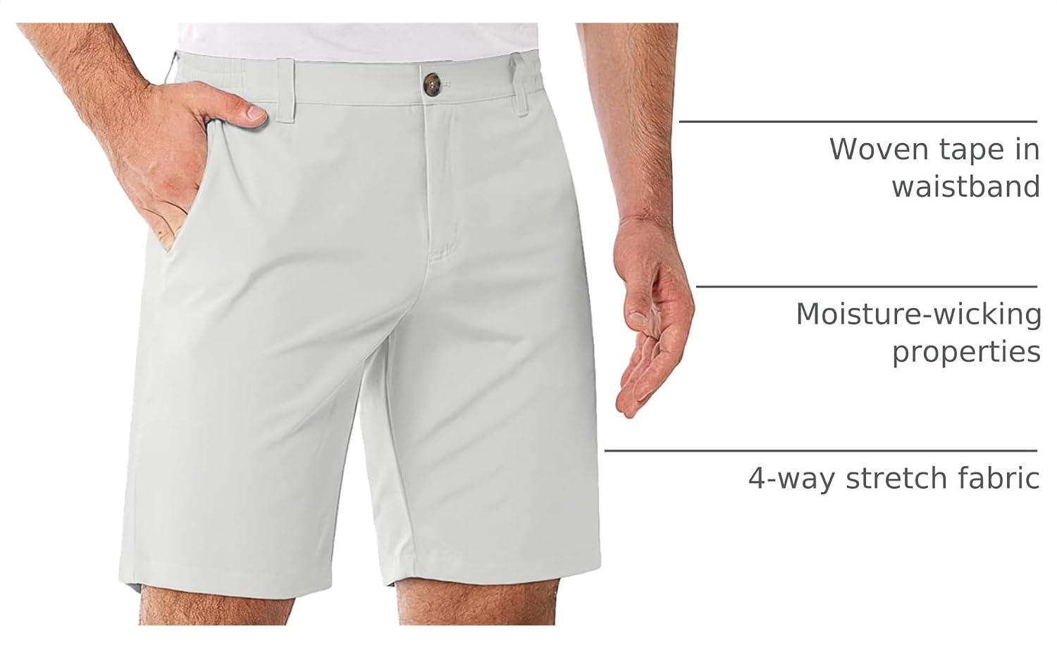 Detalle 2 de 33,000ft Men’s 9" Dry Fit Stretch Golf Shorts with UPF 50+ and Pockets