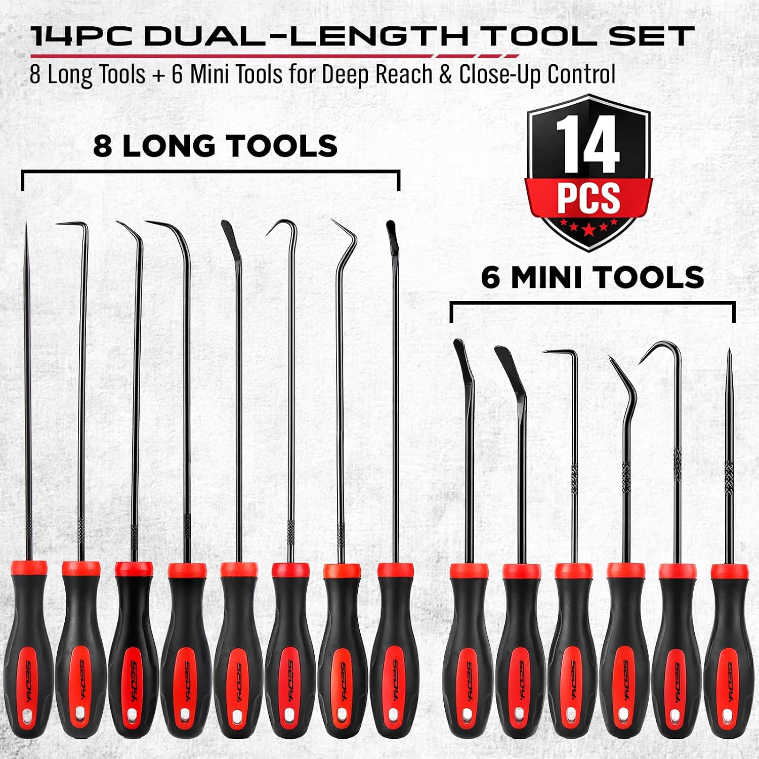 Detalle 2 de SEDY 86808 14-Piece Pick and Hook Tool Set with Long and Mini Picks