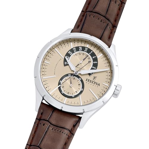 Detalle de Festina Montre Homme Analogique en Cuir Marron – Élégance intemporelle