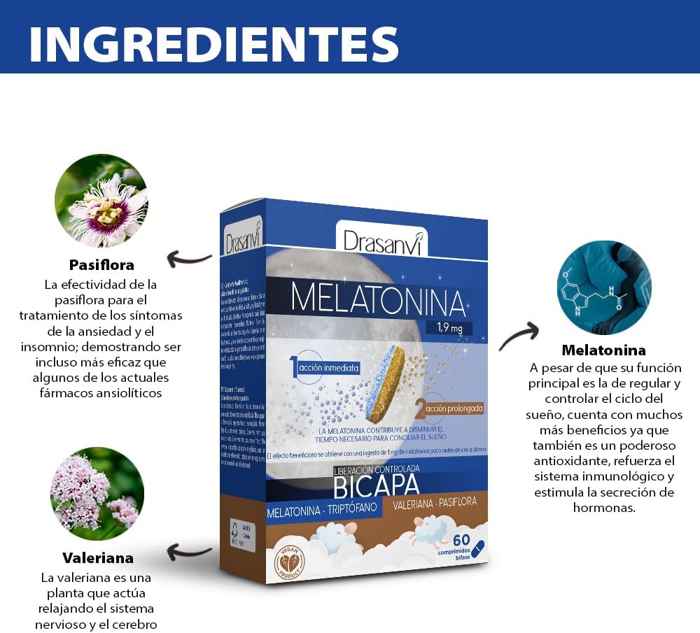 Thumbnail 4 de Drasanvi Melatonina Bicapa 1,9 mg 60 comprimidos
