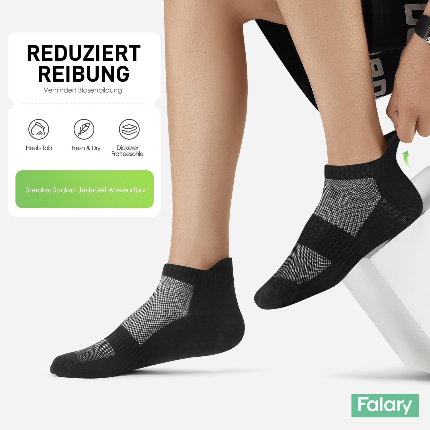 Detalle 2 de FALARY 10 Paar Sneaker Socken – atmungsaktive Baumwoll-Sportsocken für Herren & Damen