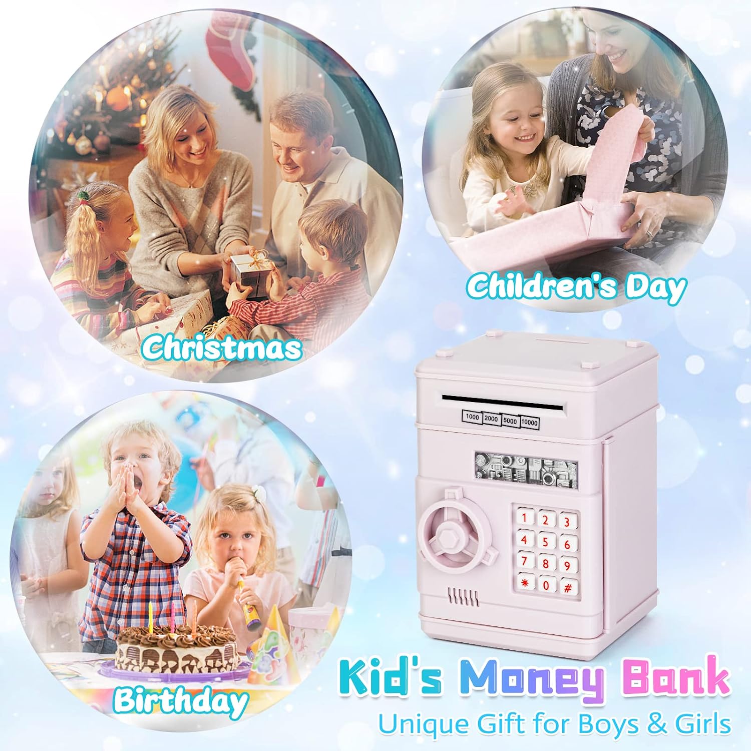Thumbnail 4 de Refasy Piggy Bank Cash Coin Can ATM Bank for Kids (3-12) – password-protected, high-capacity savings miniature ATM