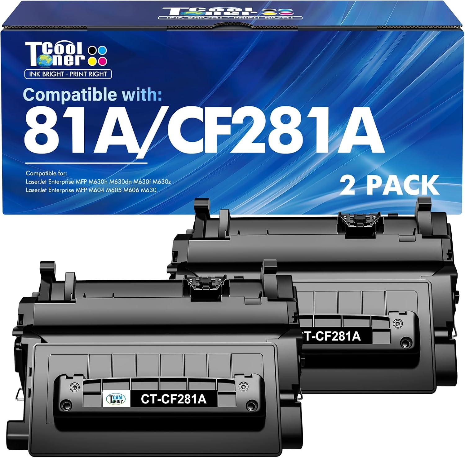 Detalle de Cool Toner CF281A 81A Black Toner Cartridge 2-Pack for HP LaserJet Enterprise