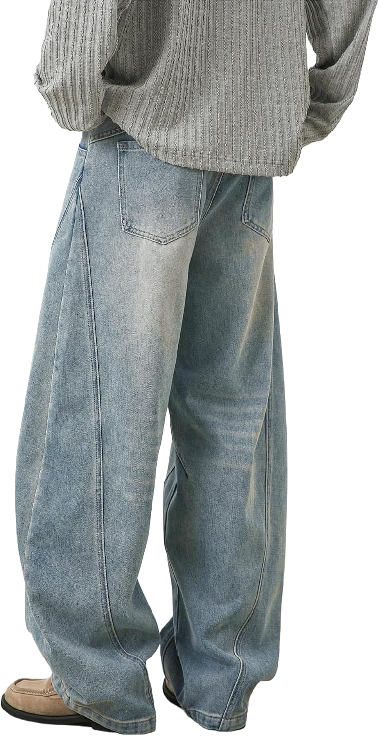Detalle 1 de Icymay Mens Baggy Jeans, Wide-Leg Y2K Vintage Denim