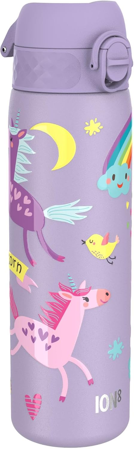 Thumbnail 3 de ion8 Trinkflasche 500 ml – auslaufsicher, einhändig zu öffnen, BPA-frei, spülmaschinenfest und klimaneutral (Einhorn-Design)