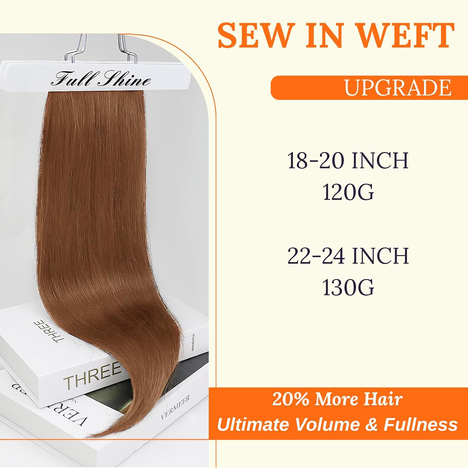 Thumbnail 1 de Full Shine Copper Weft Hair Extensions 120G 18 Inch Sew In Extensions