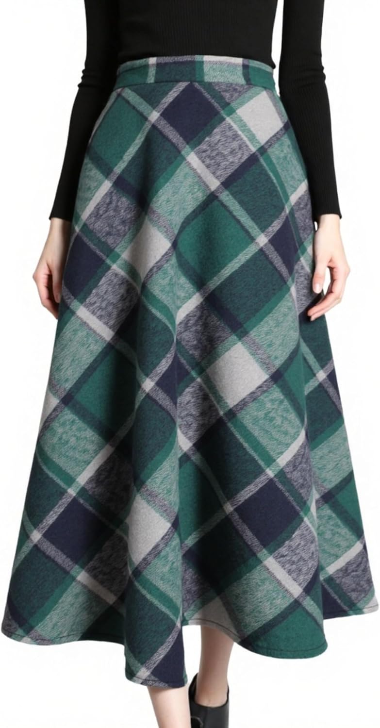 Thumbnail 6 de Tanming Wool Plaid A-Line Skirt