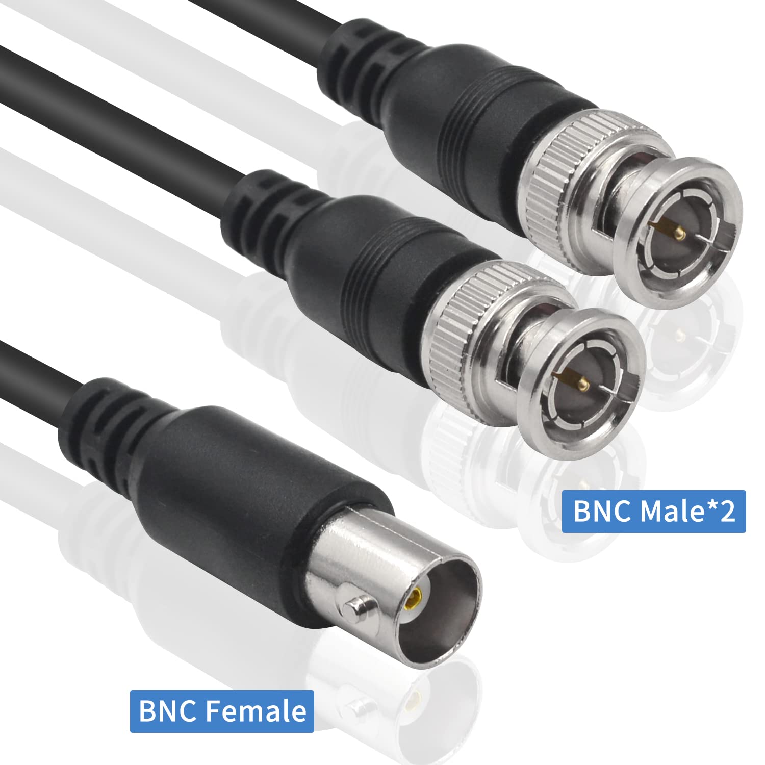 Detalle de Maxhood BNC Male to 2 Female Splitter Cable 1.5ft
