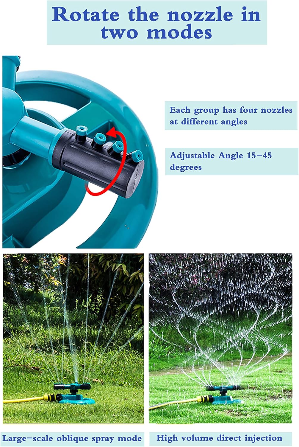 Thumbnail 2 de WISDOMWELL Garden Sprinkler Automatic Lawn Water Sprinkler 360 Degree 3 Arm Rotating System