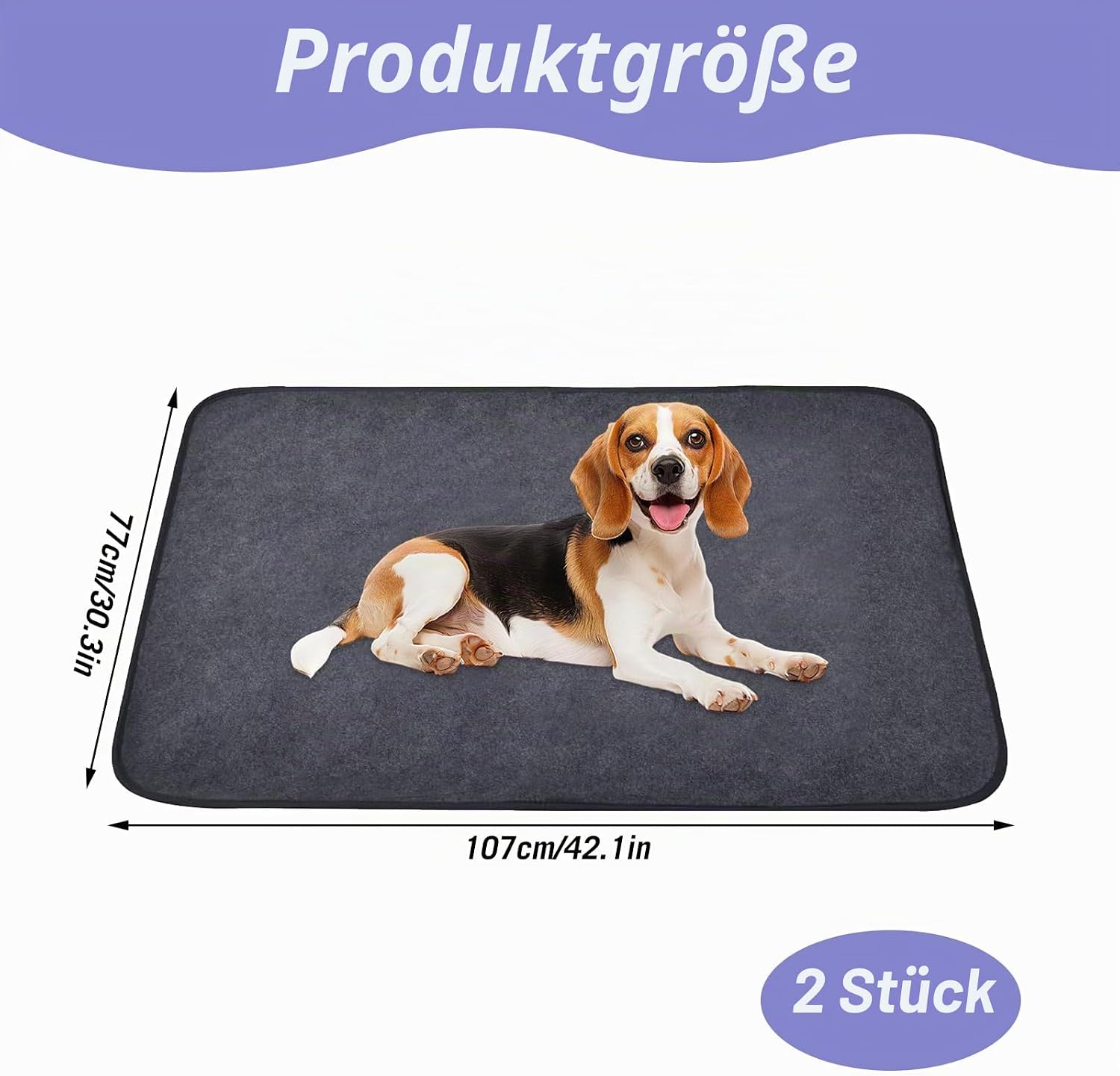 Detalle de 2 Stück Welpen Unterlagen 107 x 77 cm – Waschbare Puppy Pads wiederverwendbar