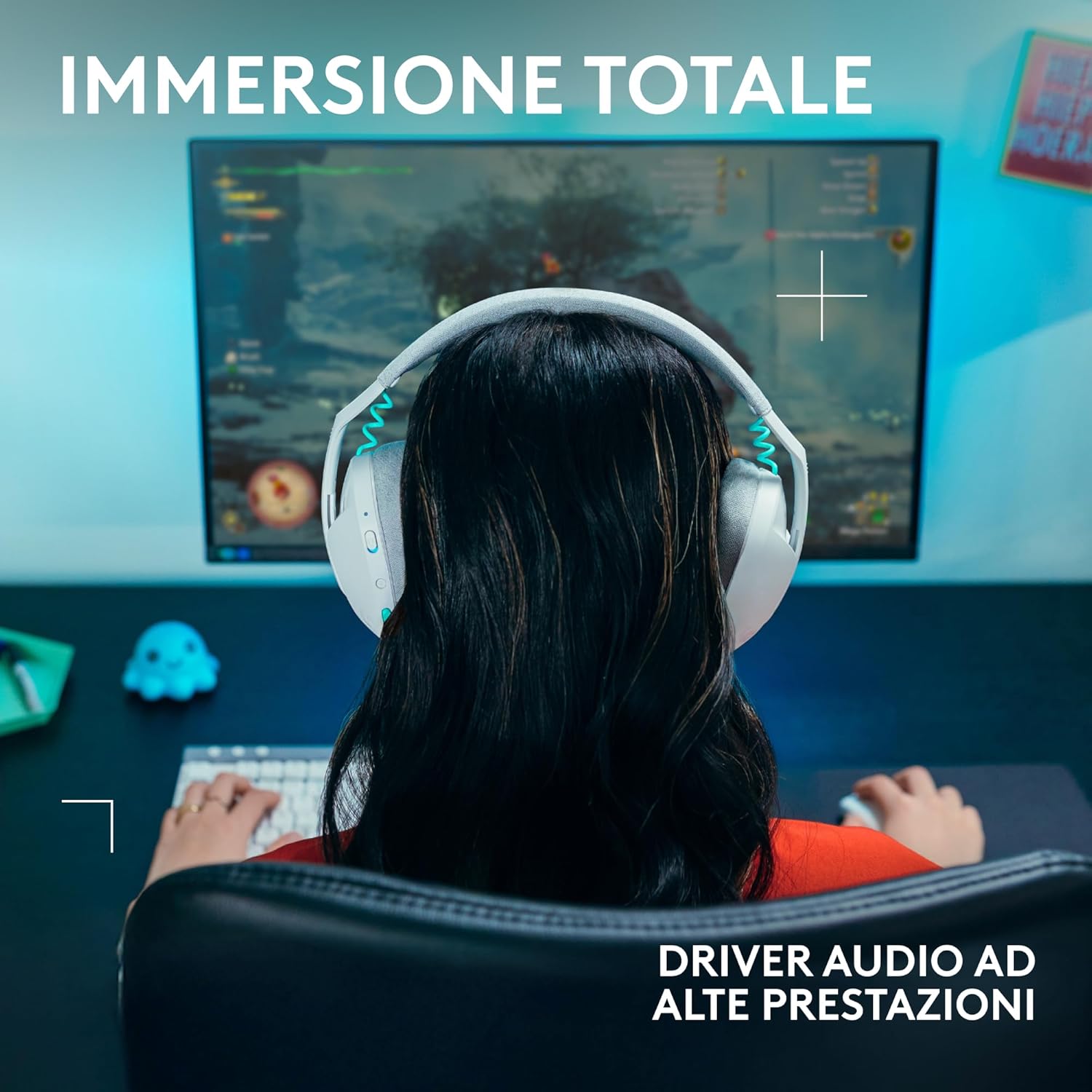 Detalle de Logitech G G321 LIGHTSPEED: cuffia gaming wireless con Bluetooth, comfort dinamico e audio dettagliato