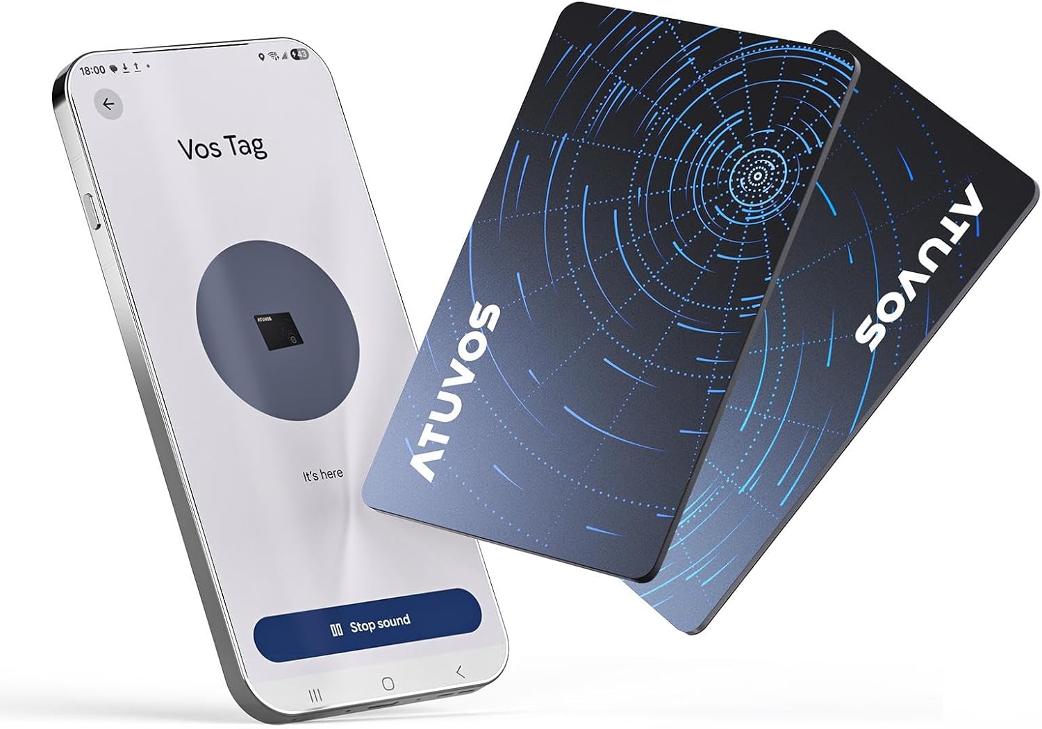 Detalle de ATUVOS Dual System Card Tracker – 2 Pack: Thin, Wireless Charging, Bluetooth Finder for Find My and Google Find Hub