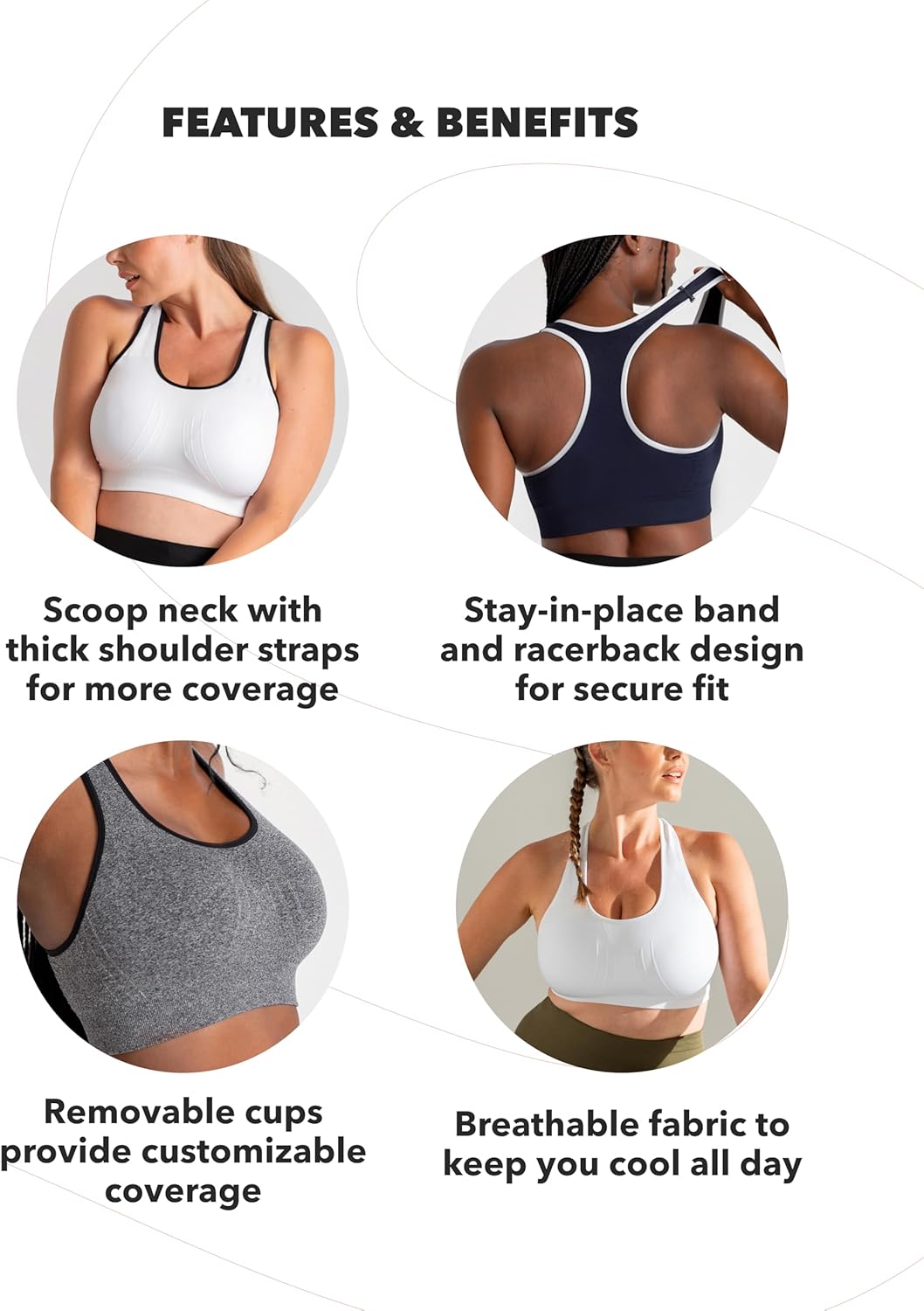 Thumbnail 4 de SHAPERMINT High Support Sports Bra (Plus Size) — Wire-Free Workout Bra With Removable Pads
