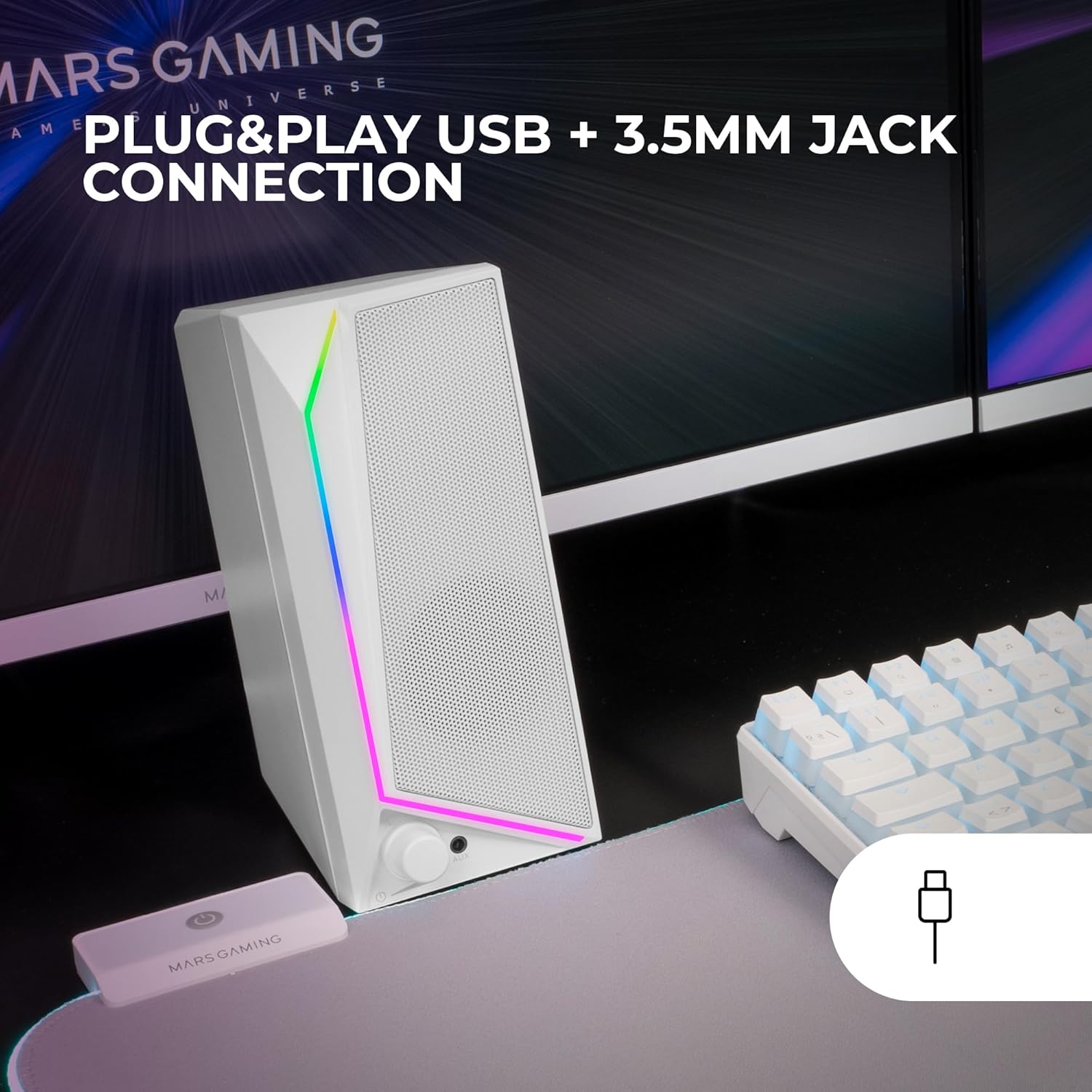 Thumbnail 3 de Mars Gaming MS72 : haut-parleurs gaming compacts 15W avec RGB Flow et connexion USB/Jack 3,5 mm
