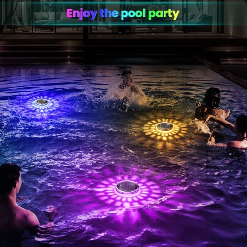 Detalle de INTERESTIME Luz Solar Piscina Flotantes RGB (Paquete de 2)