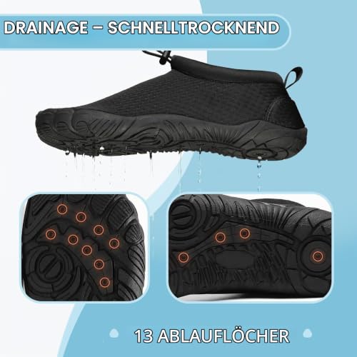 Detalle de Mishansha Herren Barfuß Wasserschuhe Massiv Schwarz Gr.42
