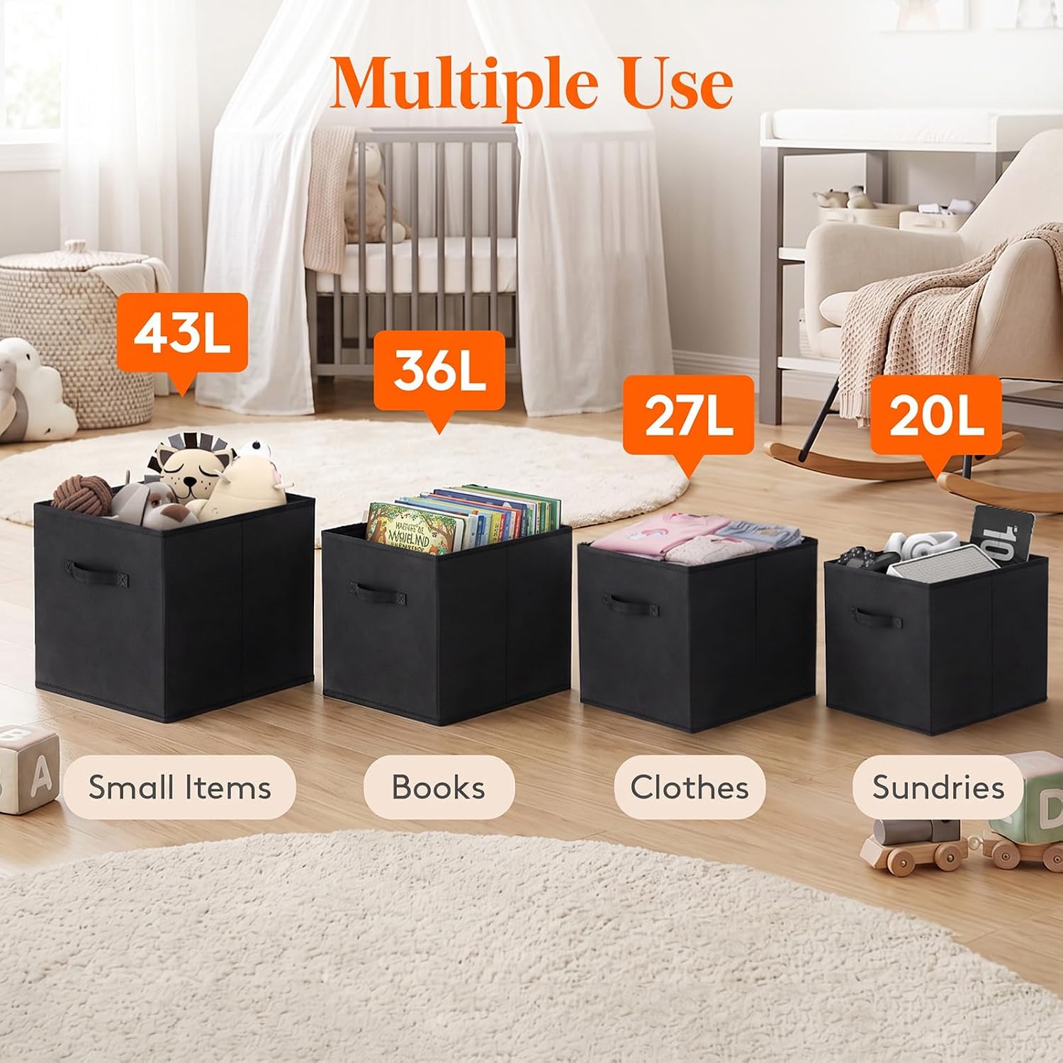 Thumbnail 4 de Lifewit LHLF230211BLC Foldable Storage Cubes, Black, Pack of 6