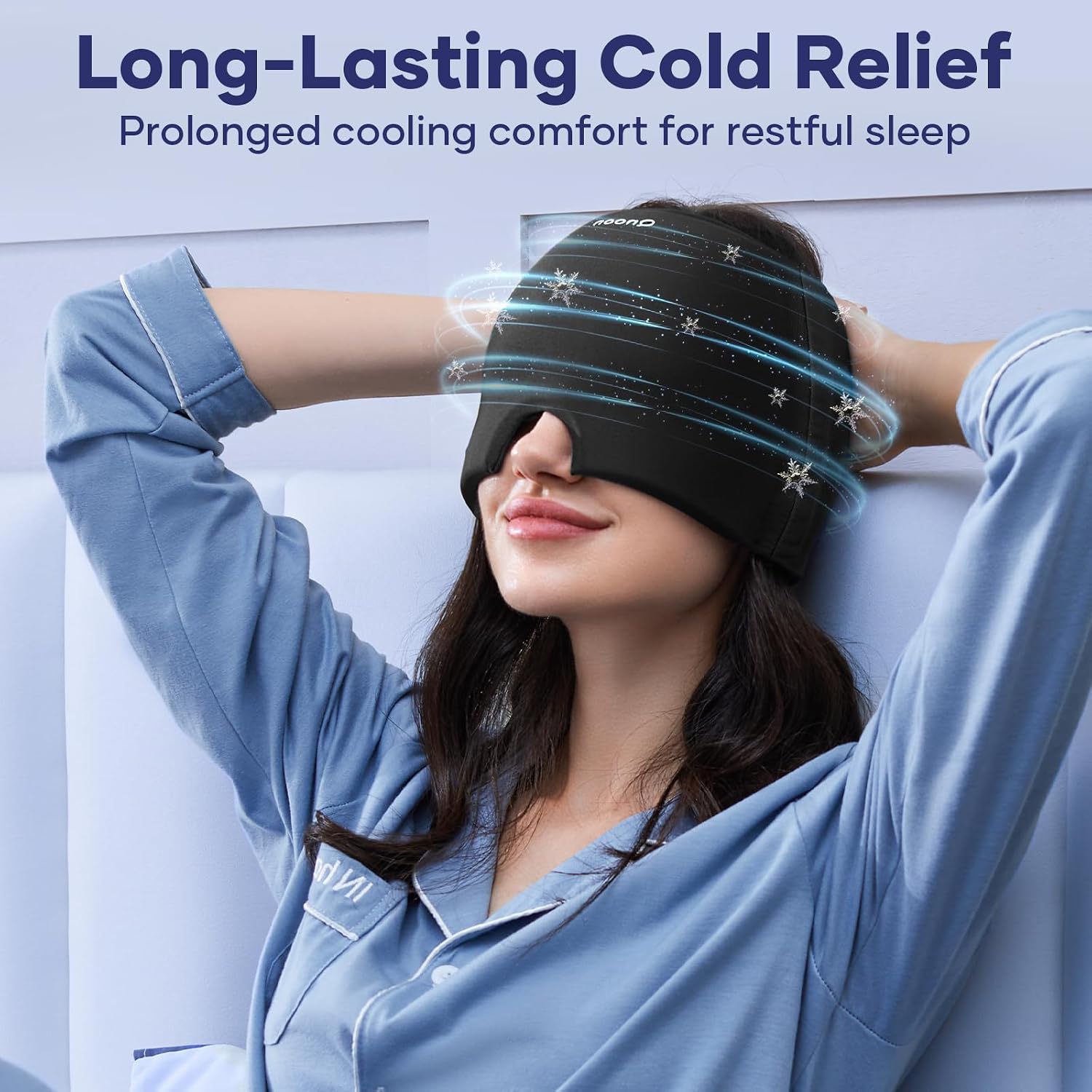 Detalle de Qnoon HRC02 Migraine Relief Cap, Cooling Gel Ice Head Wrap