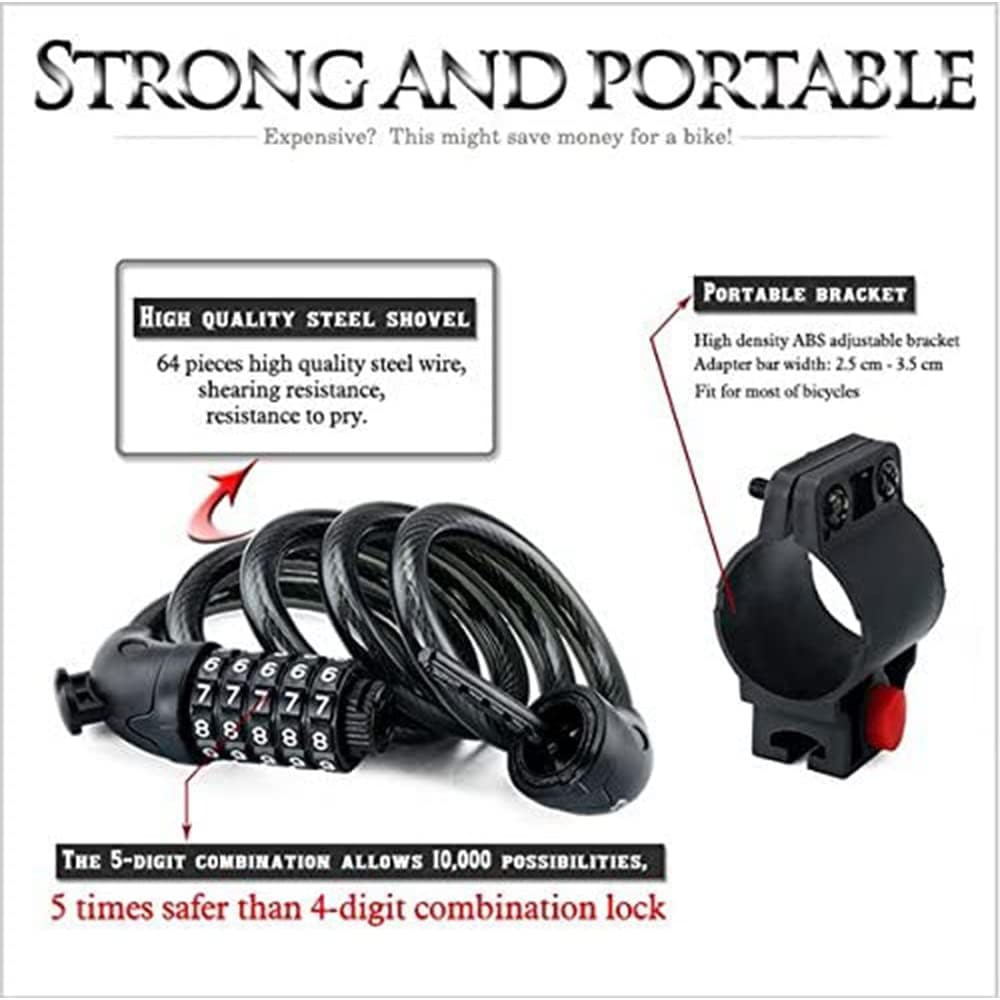 Thumbnail 2 de GoFriend Bicycle Lock with 5-Digit Combination Coiling Cable (1.2m x 12mm) – High security for outdoors