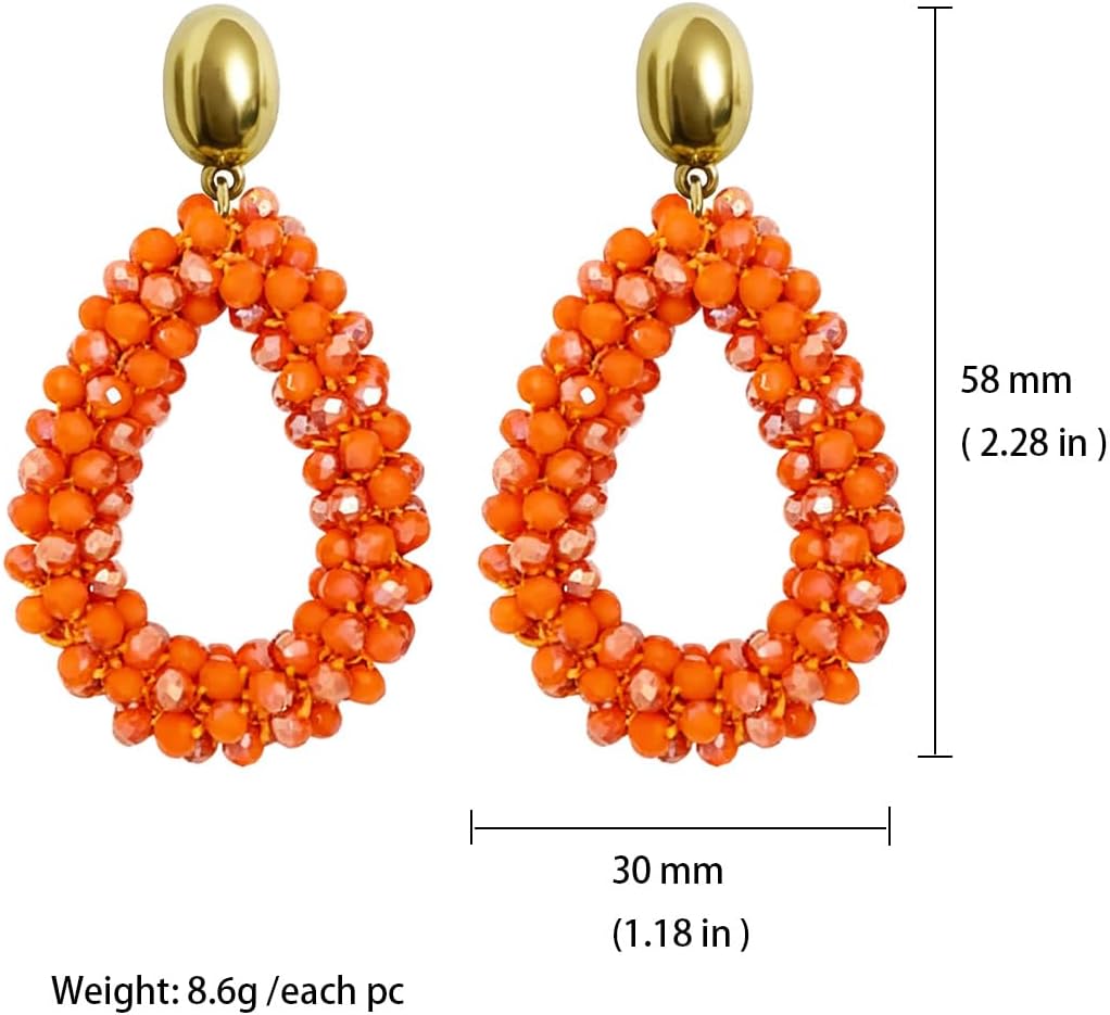 Detalle de Bohemian Ohrringehängend für Damen – Tropfenförmiger Kristallhänger, Edelstahl, modischer Schmuck