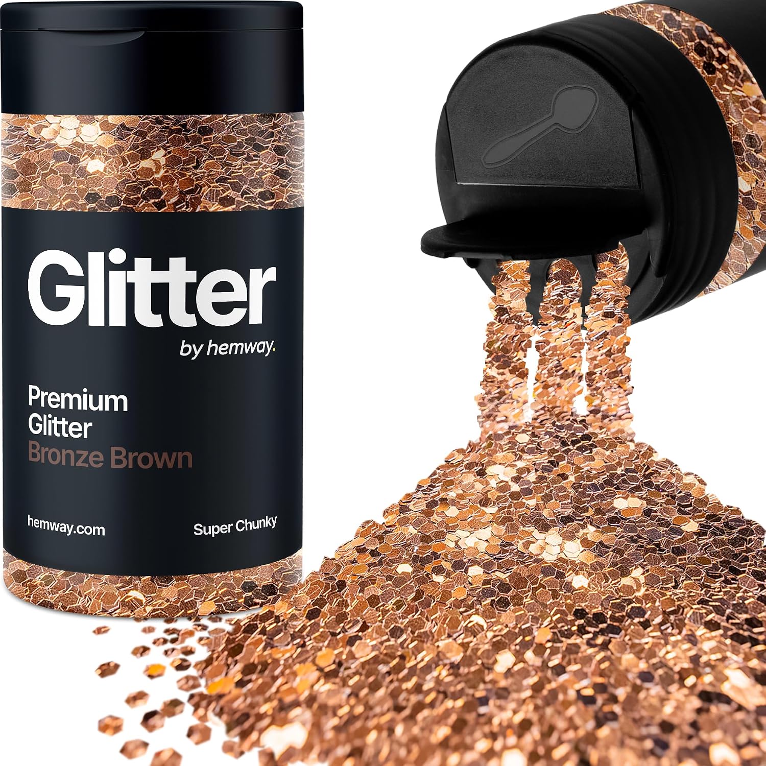 Imagen de Hemway Bronze Brown Glitter Shaker 130g – Super Chunky Metallic Flake for Resin, Crafts and Decor en OfertitasTOP