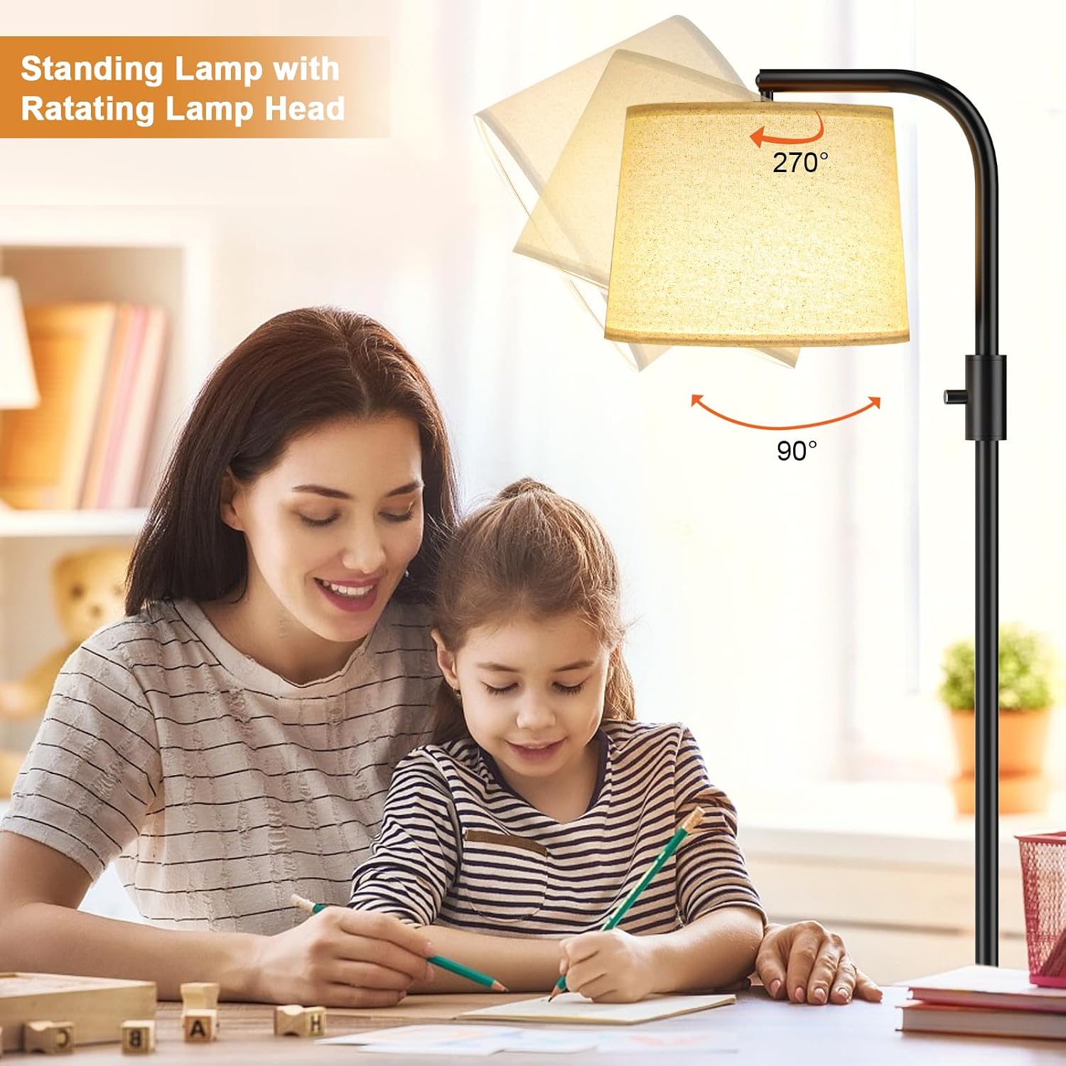 Detalle de Ambimall H6I7J10 Dimmable Floor Lamp with Adjustable Head and 9W LED