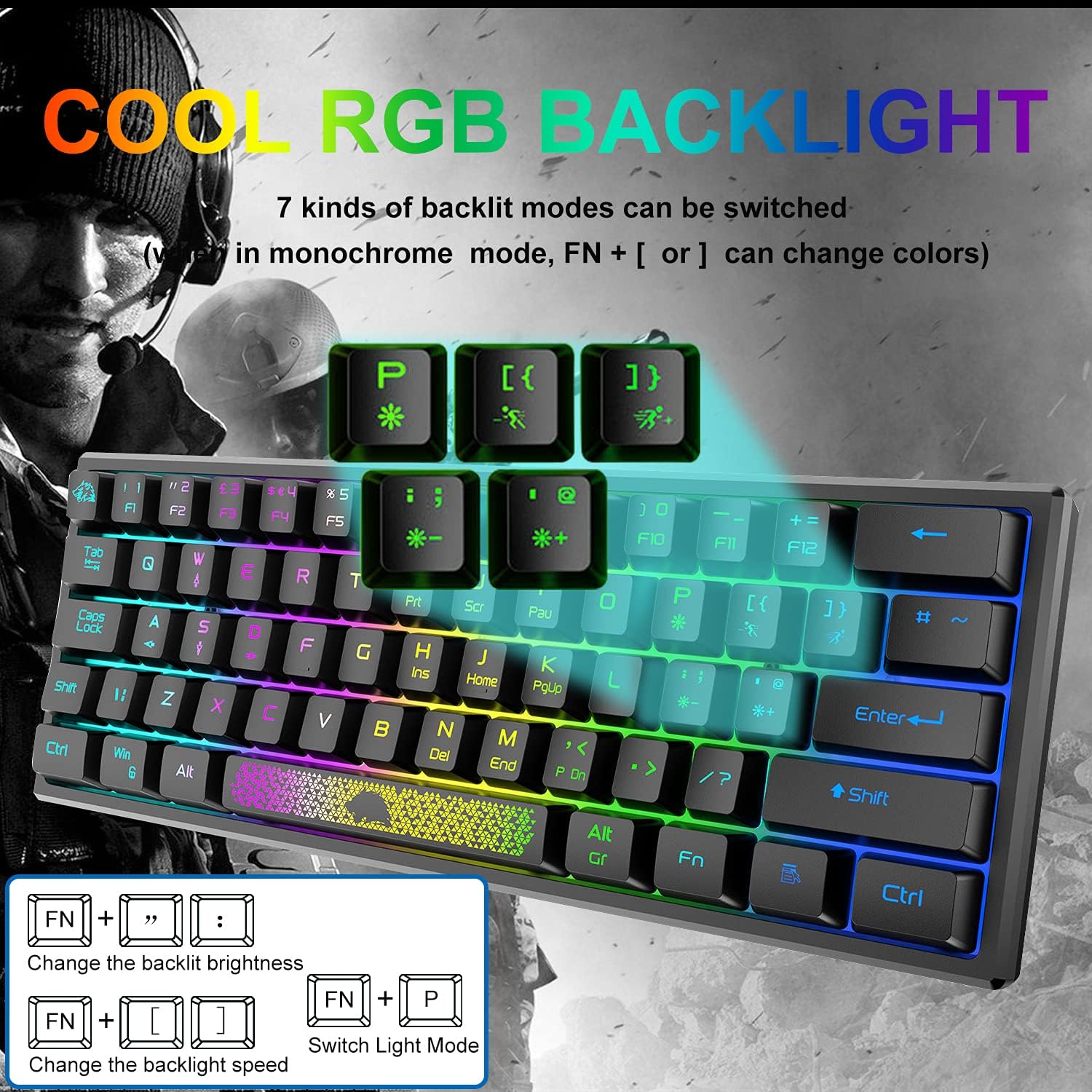 Detalle 2 de ZIYOU LANG Mini 60% Clavier de Jeu
