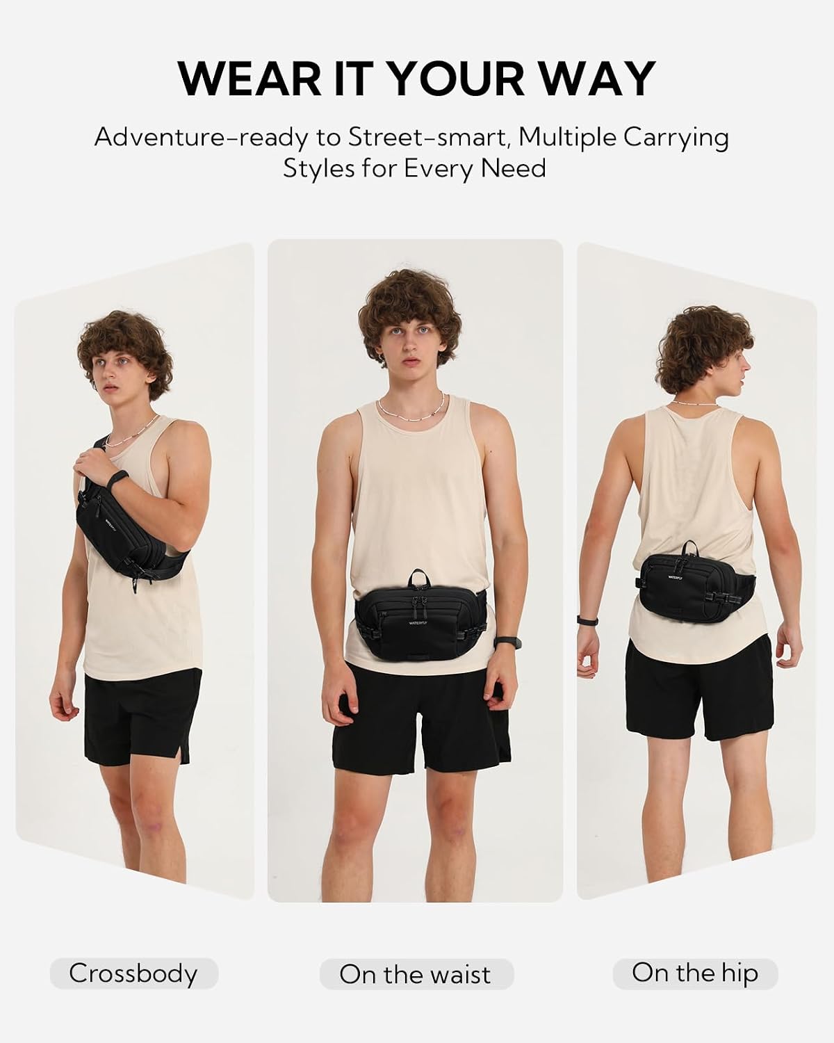 Thumbnail 2 de Waterfly 3L Large Bum Bag with RFID Blocking: Practical, Hands-Free Storage for Travel and Outdoors