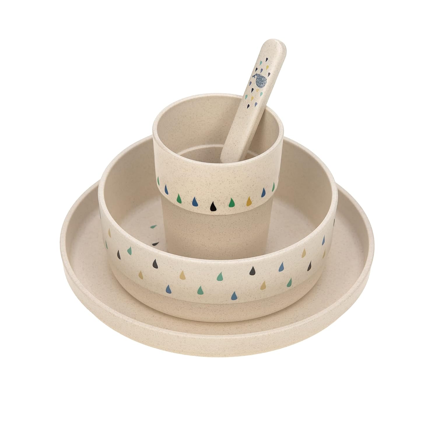 Detalle 2 de LÄSSIG Kindergeschirr Set Little Water Whale – Teller, Becher, Schälchen und Löffel, BPA-frei