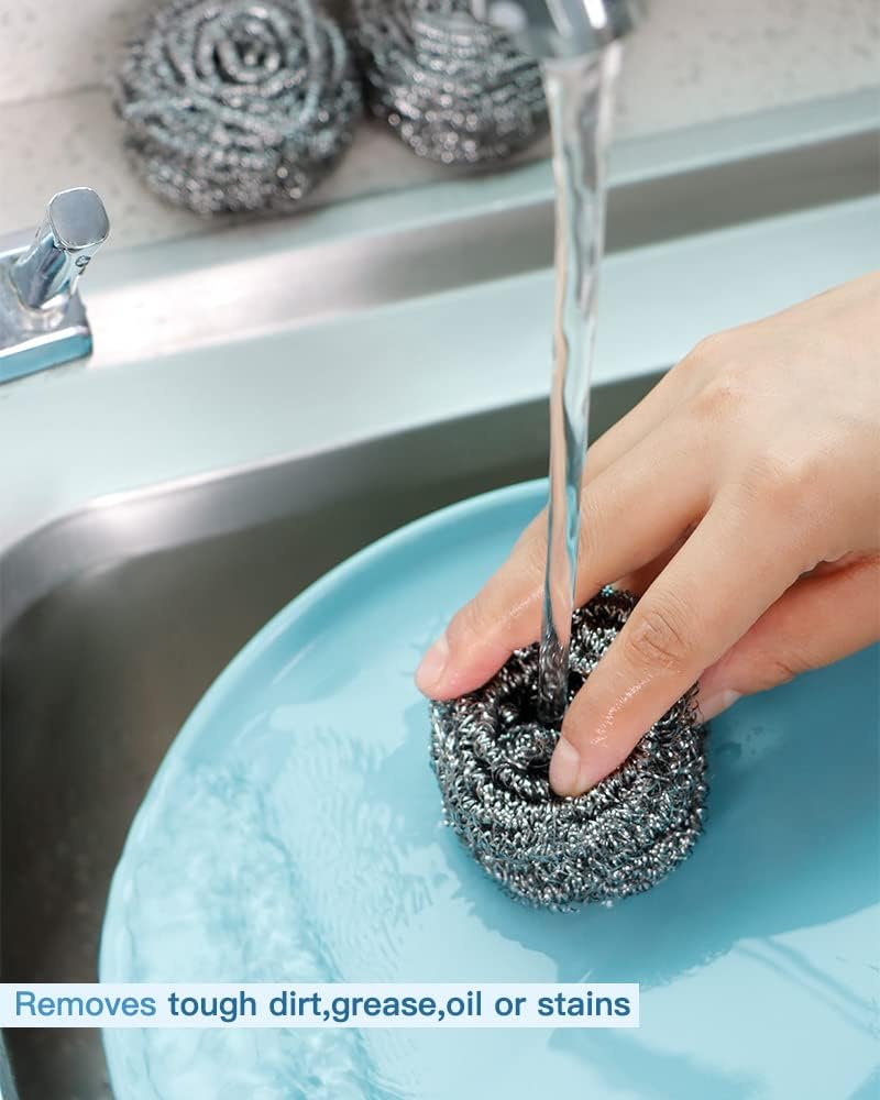 Thumbnail 3 de 12Pcs Stainless Steel Wool Scrubber Pads — Heavy-Duty Kitchen Cleaners for Dishes, Pans, Ovens & Grills