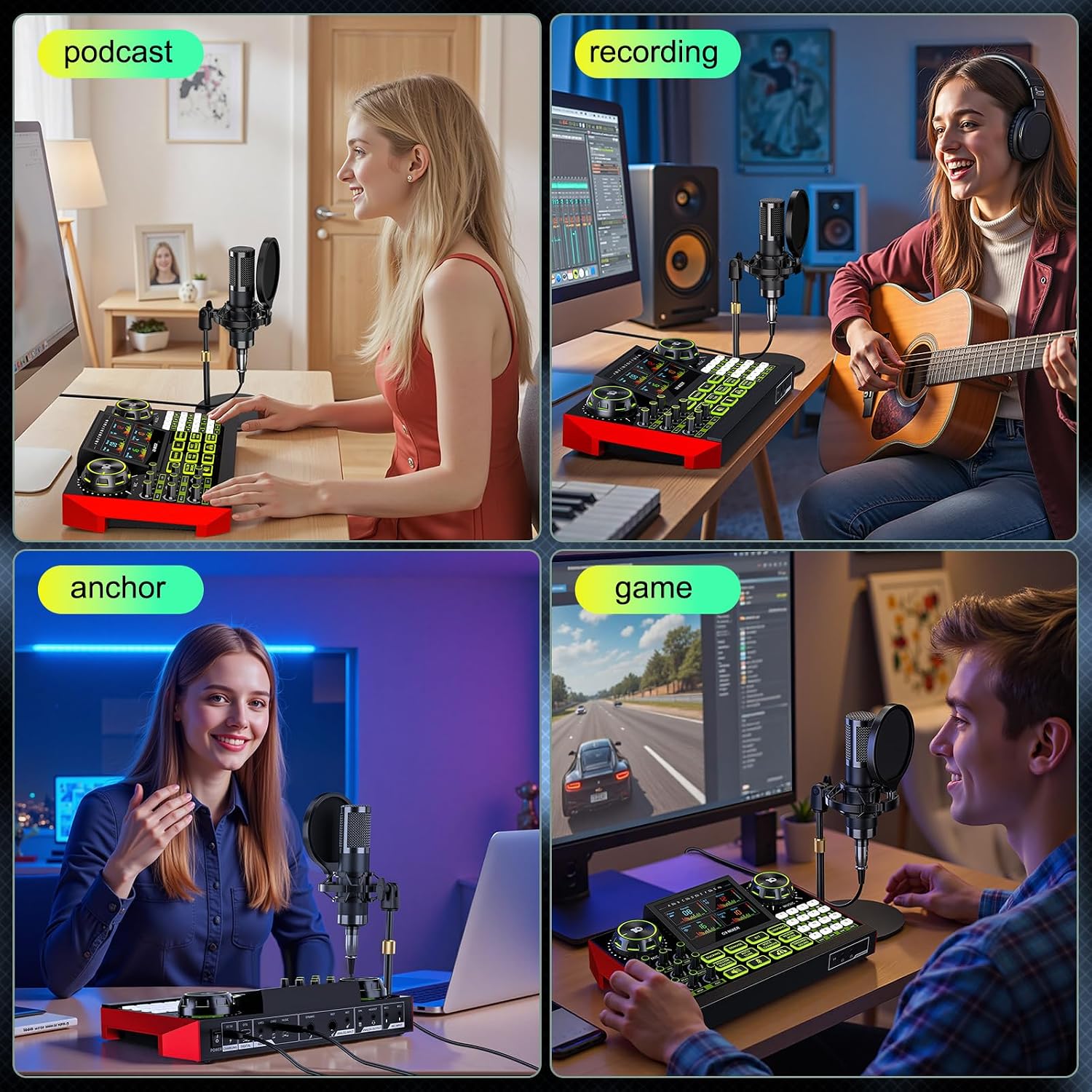 Detalle 2 de Kinetheon P15-G9 Podcast Equipment Kit with 3-Channel Mixer and Condenser Mic