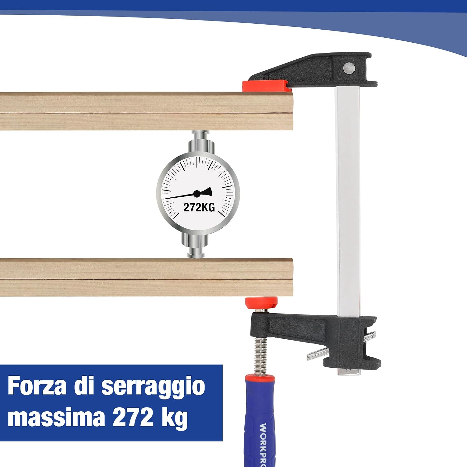 Thumbnail 5 de WORKPRO Morsetti da falegname 4 pezzi – Morsa a sgancio rapido 150/300 mm, serraggio 272 kg