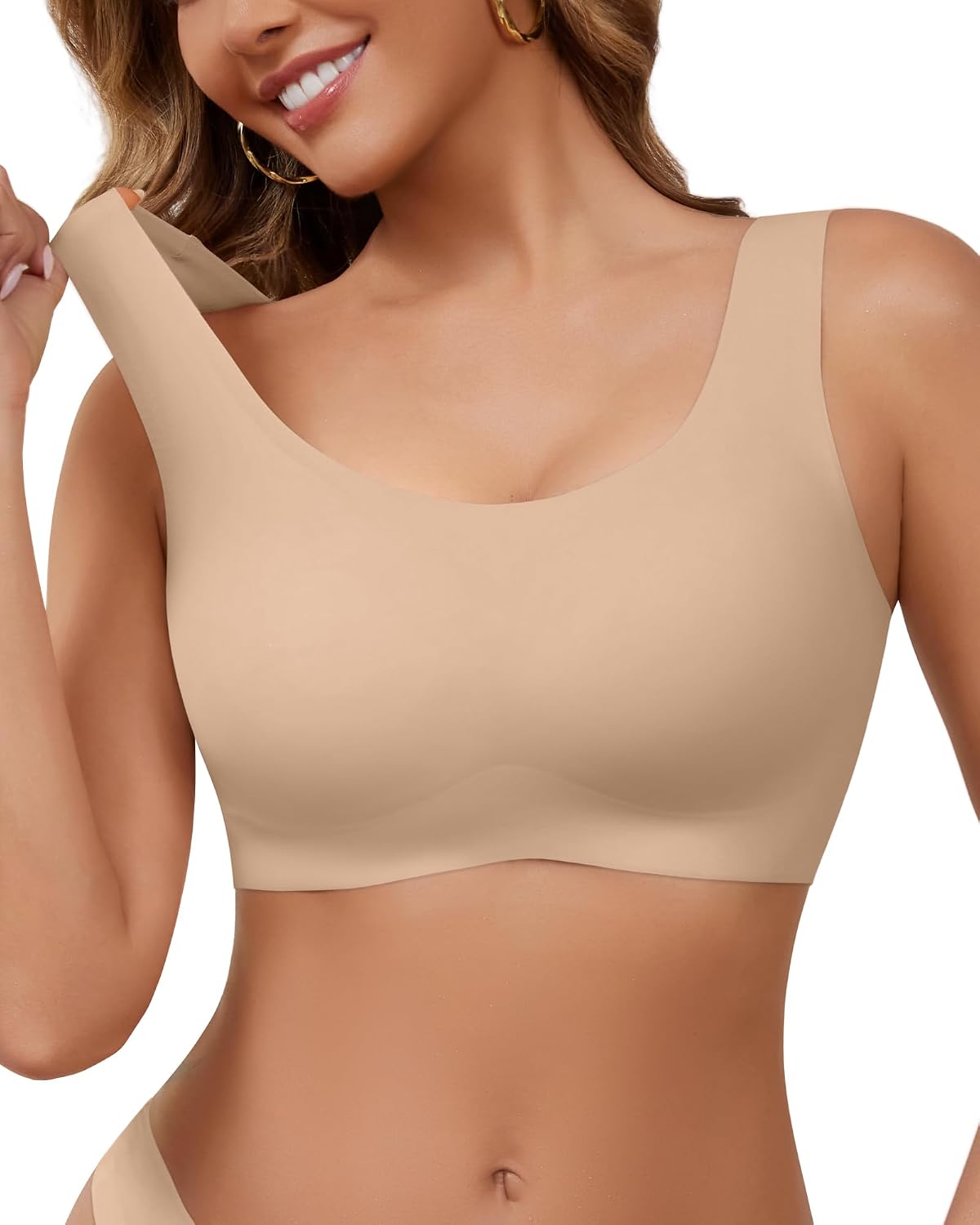 Detalle de DEANGELMON Damen BH ohne Bügel – Comfy Nahtloser Bralette für Schlaf & Alltag