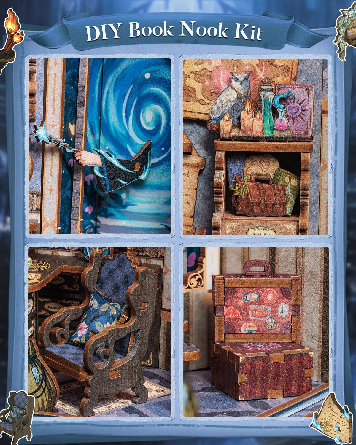 Thumbnail 5 de CUTEBEE Book Nook Kit – DIY Miniatur Haus Holz Bücherregal Deko