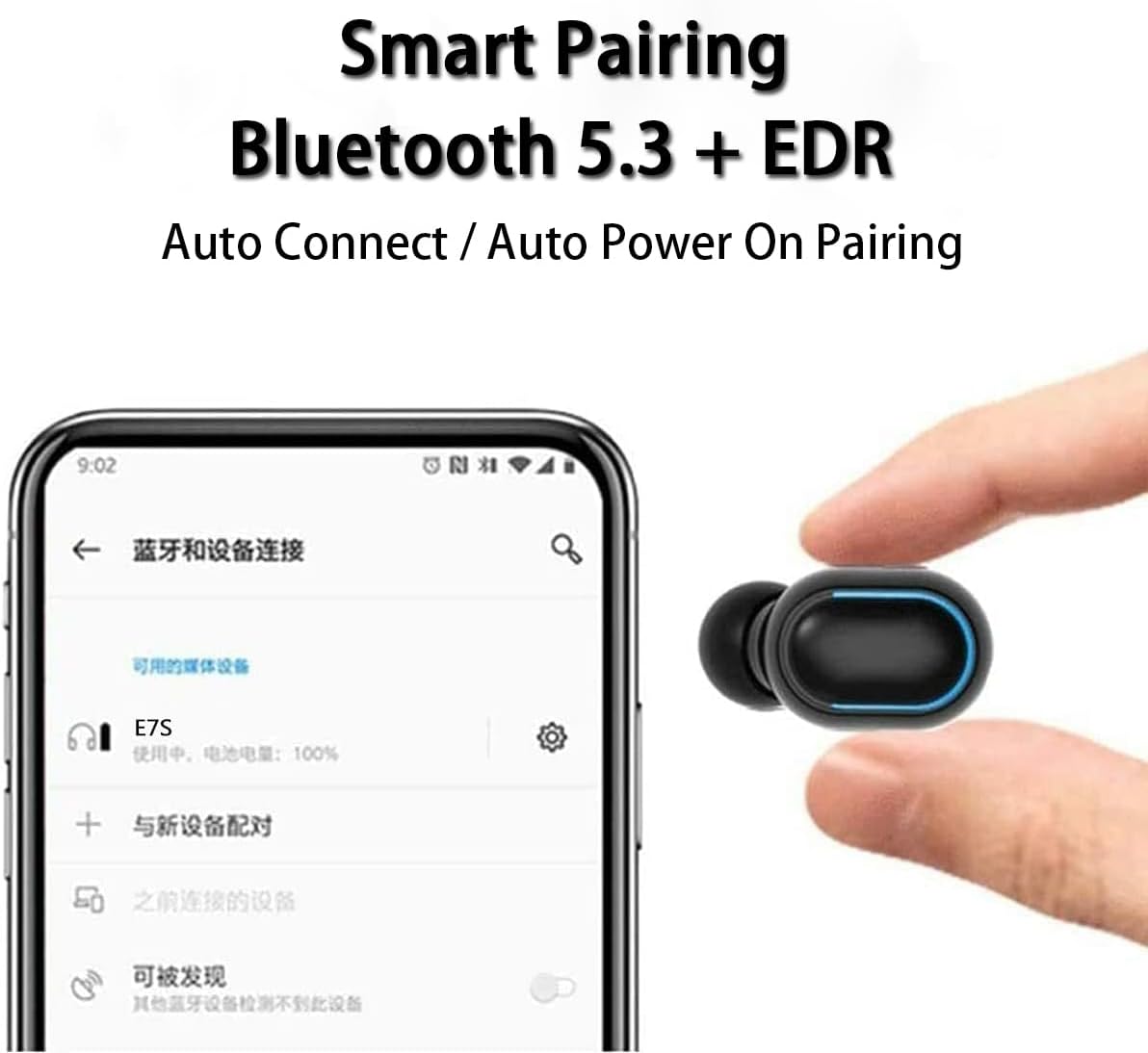 Thumbnail 2 de POMOQADK Wireless Headphones: True Wireless Earbuds with LED Display Charging Case