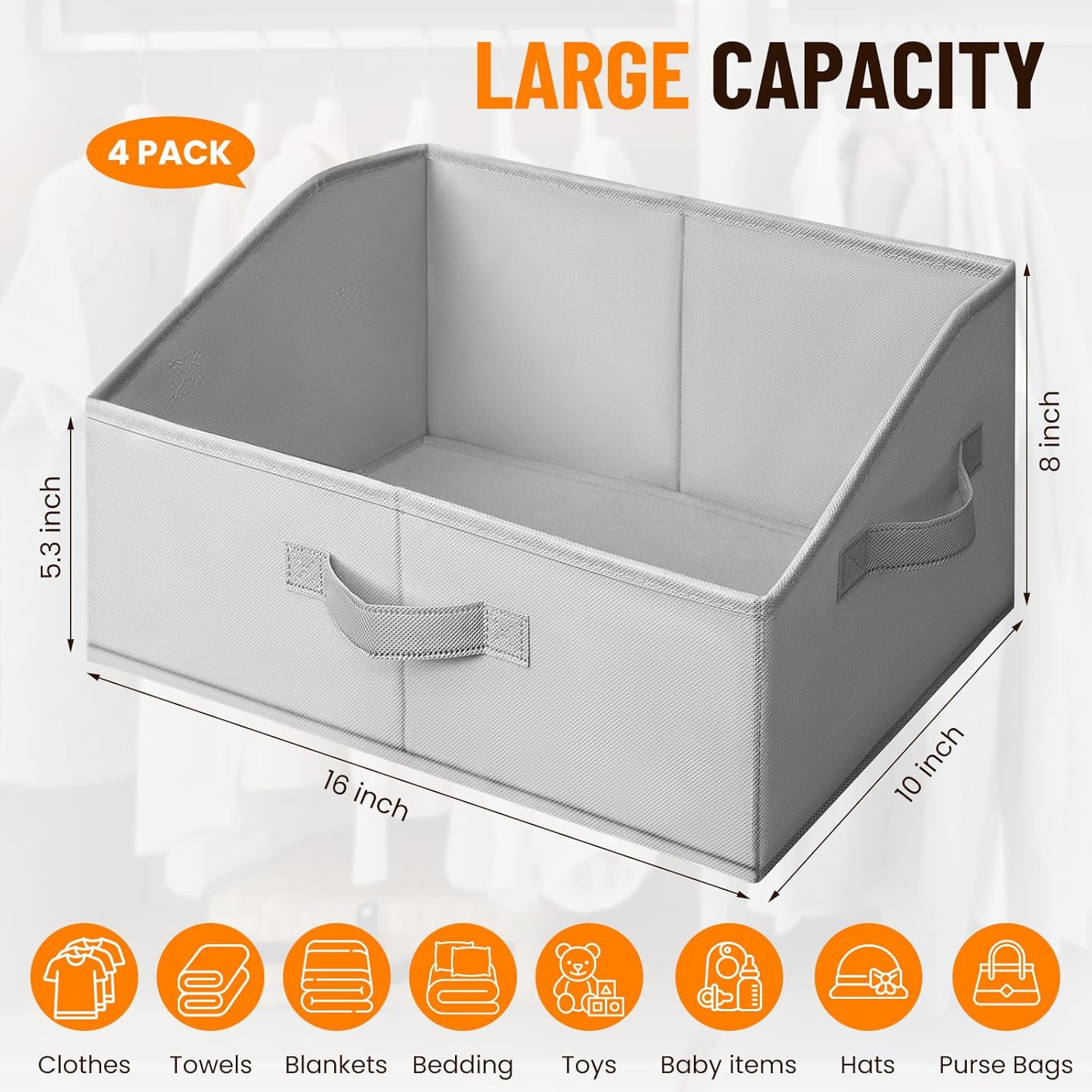 Detalle 2 de Criusia Closet Organizers Bins 4 Pack for Storage