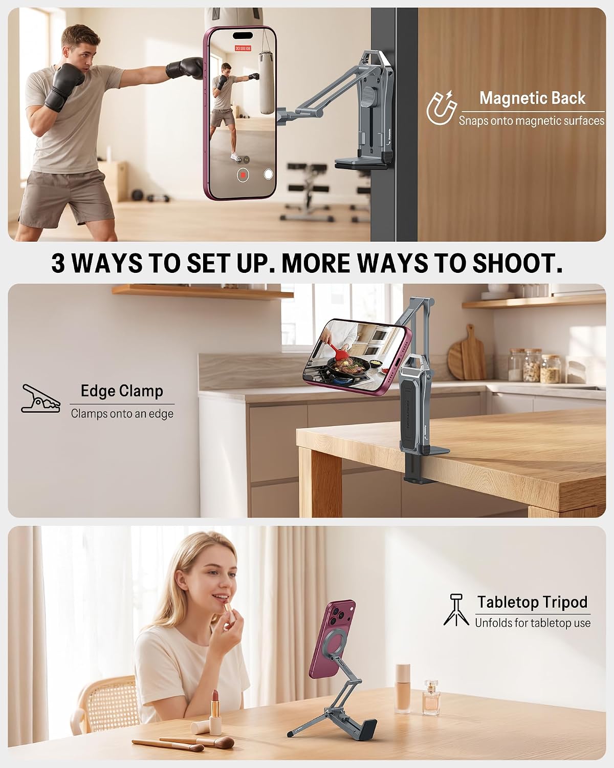 Detalle 2 de OMOTON Magnetic Phone Tripod, Aluminum