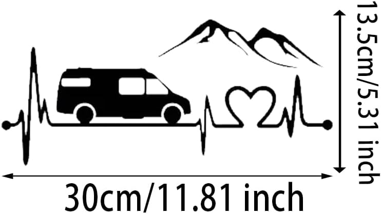 Detalle de 2 Pack 30x13.5cm Heart Motorhome Sticker – White Vinyl Decals for Bumpers, Windows and More